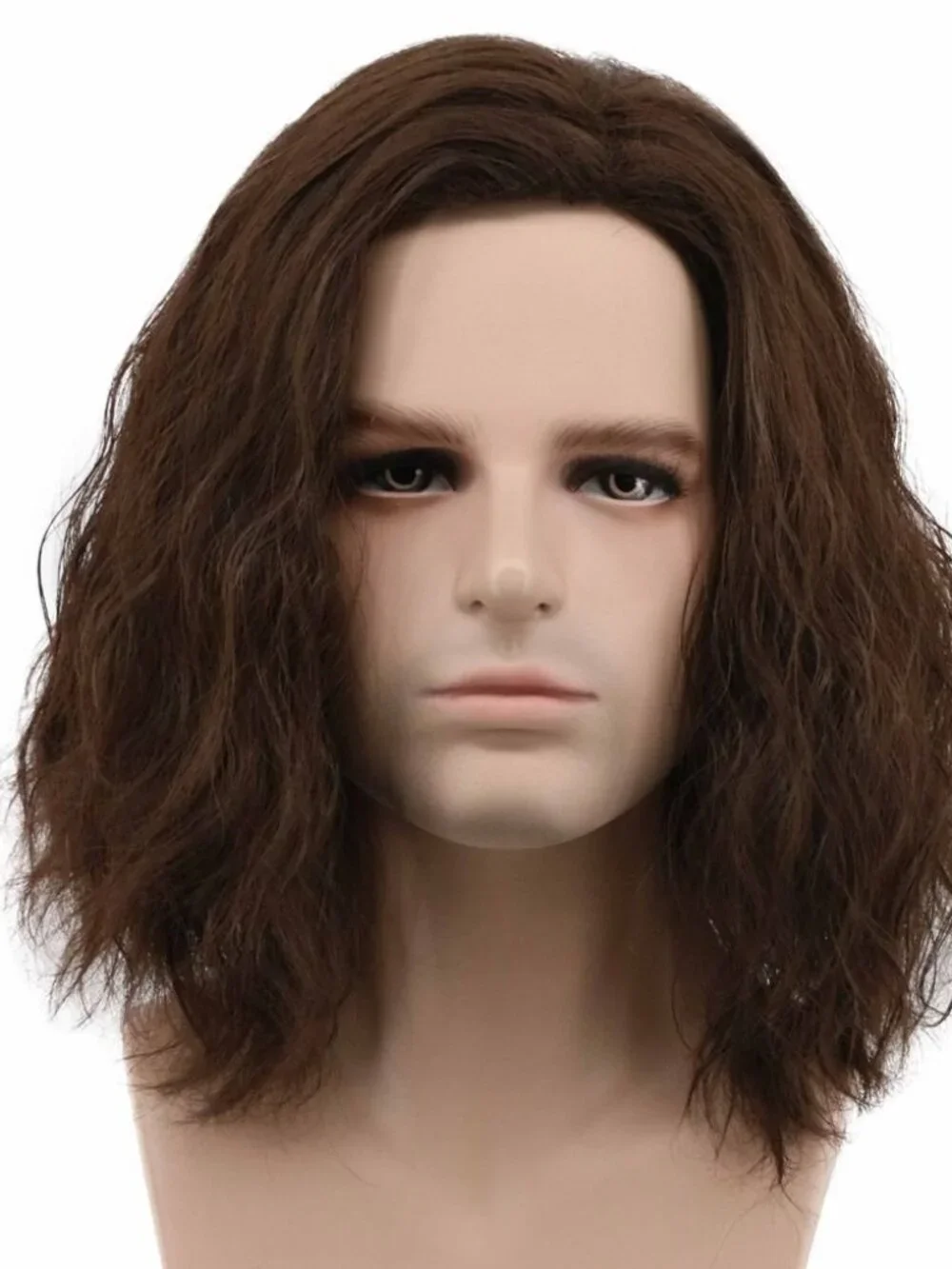 Men's Short Curly Brown Wig N4869